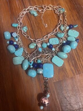 Turquoise Multi-Stone Statement Necklace - Women Jewelry